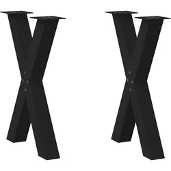 Helloshop26 - Set aus 2 X-förmigen Esstischbeinen 50 x 72 cm stabile Unterstützung für moderne Tischplatten schwarzer Stahl 02_0057240