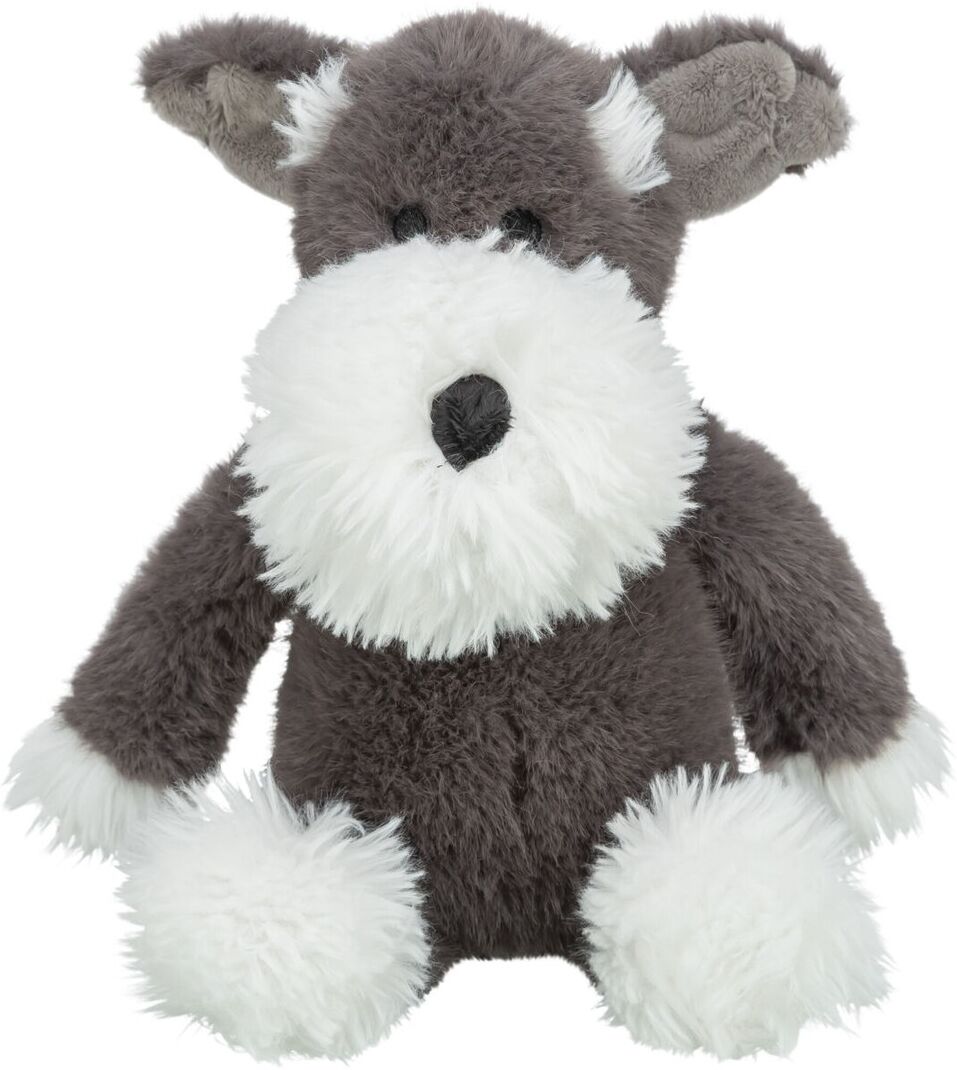 TRIXIE Grau-weißer Schnauzer Plüschspielzeug für Hunde, geräuschlos
