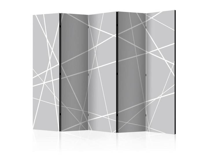 artgeist Paravent Modern Cobweb, Grauweiß, Holz, Kiefer, massiv, Abstraktes, 225x172x3 cm, Motiv auf Vorderseite, Wohnzimmer, Raumteiler, Paravents