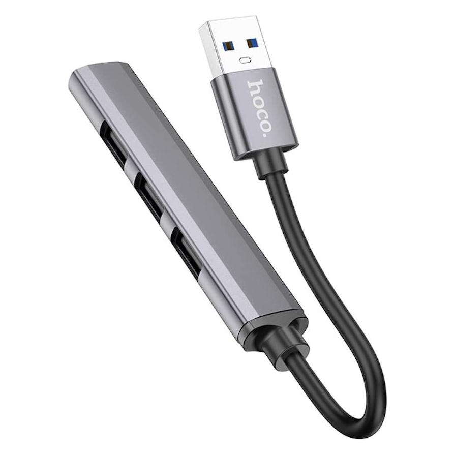 Hoco - Data Hub (HB26) - USB-A to USB-A 3.0, 3xUSB-A 2.0 - Grey (USB-A, 4 Ports) (44742012)