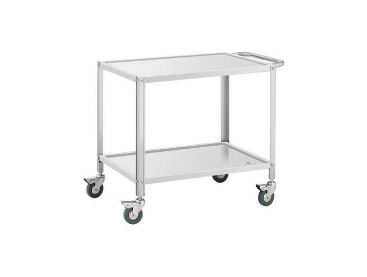 Royal Catering Servierwagen 2 Ebenen Küchenwagen Küchenrollwagen Lenkrollen Edelstahl Gastro