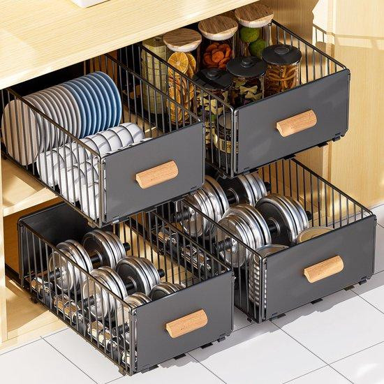 Benza Ibenzoa Telescopische uitschuifladen set (2 stuks) - Koolstofstaal - Breedte: 25 cm, Hoogte: 17 cm