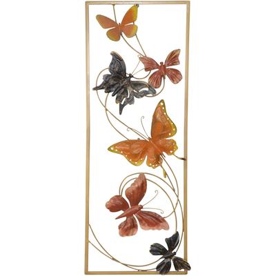 Wanddekoobjekt "Wanddekoration", orange (terra), B:28,5cm H:74,5cm T:4cm, Metall, HOFMANN LIVING AND MORE, Wanddekoobjekte, bunte Schmetterlinge, gerahmt