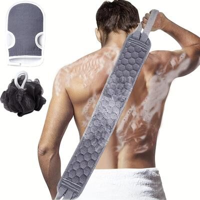 Daily Deals Depot Exfoliating Body Scrubber Set With Back Scrubber Bath Glove And Loofah Exfoliating Body Scrubber Set With Back Scrubber Bath Glove And Loofah