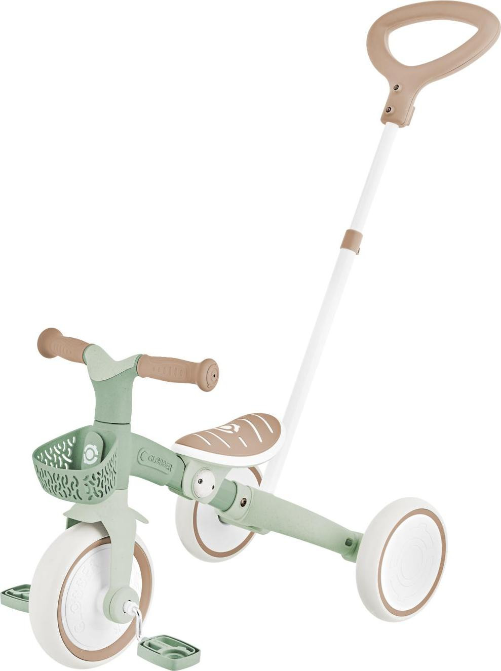 Globber Learning Trike 3in1 Plus Eco Driewieler en loopfiets voor kinderen, Saliegroen