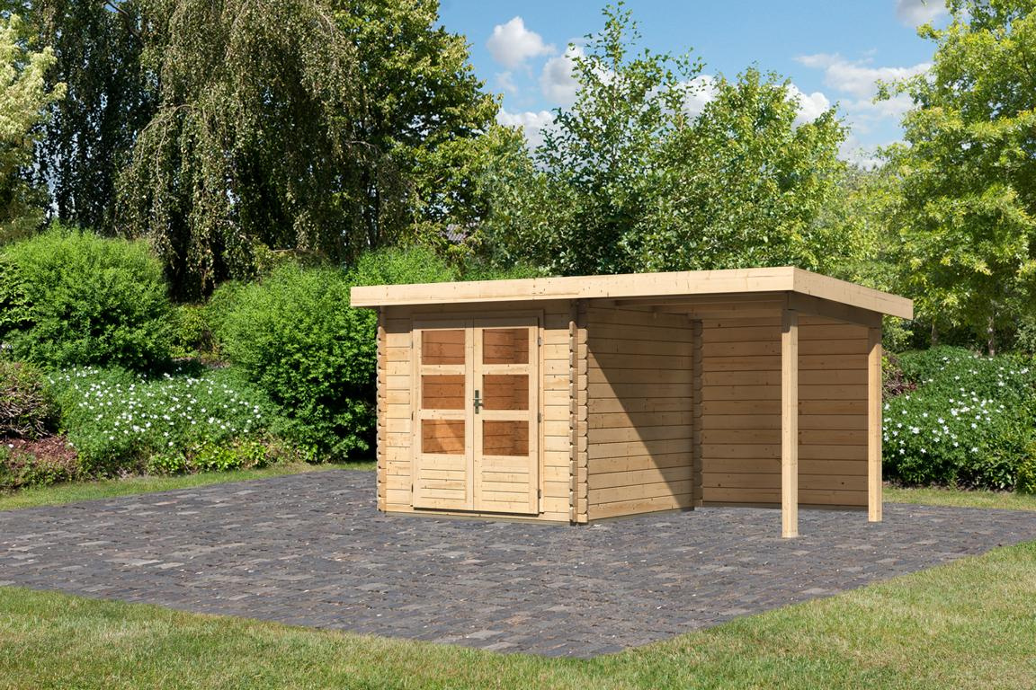 KARIBUHOLZT BH Bastrup 2 natur 220x220x220 mit AD 2m breit, 28mm Rückwand 16905629