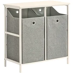 SoBuy Wäscheschrank mit 2 faltbaren Wäschekörben Weiß 77x38x80cm Funktional