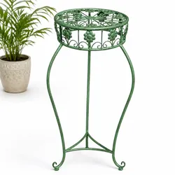 DanDiBo Blumenständer Metall Grün Patina Rund 96008 L Pflanzenständer 75 cm Blumenhocker Beistelltisch Blumensäule Pflanzenhocker