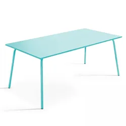 Oviala Business Rechteckiger Gartentisch aus türkisfarbenem Metall 120 cm - Oviala