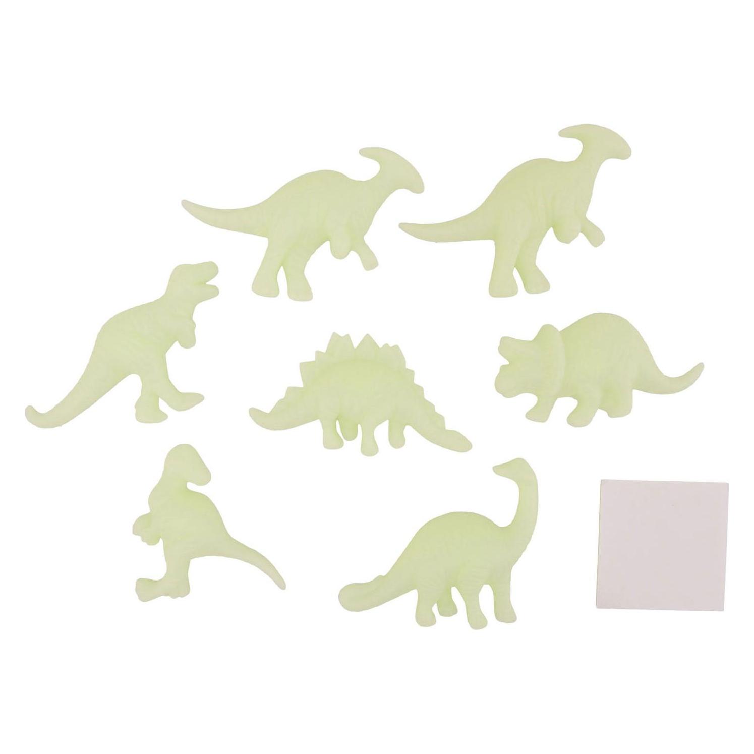 Johntoy Im Dunkeln leuchtende 3D-Wanddinosaurier, 7-teilig. (043.24542)