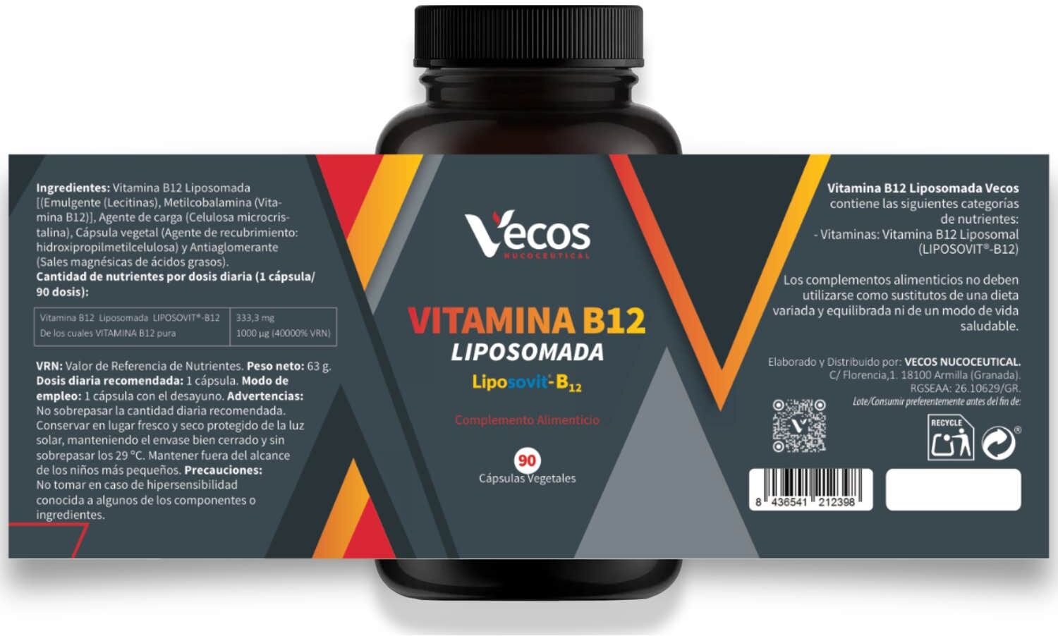 Vecos Nucoceutical Vitamina B12 Liposomada 90 caps