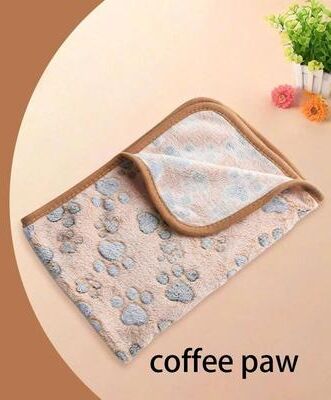 Uplift Essentials Cozy Paw Winter Velvet Pet Fleece Blanket coffee Paw 41 X 30 In