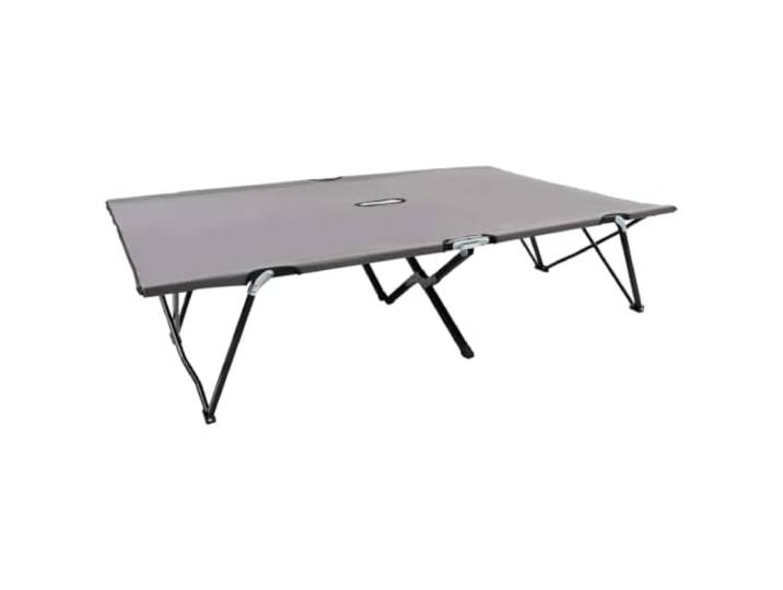 KTHLBRH Doppelliege Klappbar Grau Stahl Campingbett für 2 Personen 240kg Zweipersonen-Liege, rostfreies Stahlgestell, wasserabweisendes 600D-Polyester, zusammenklappbar, leicht transportierbar