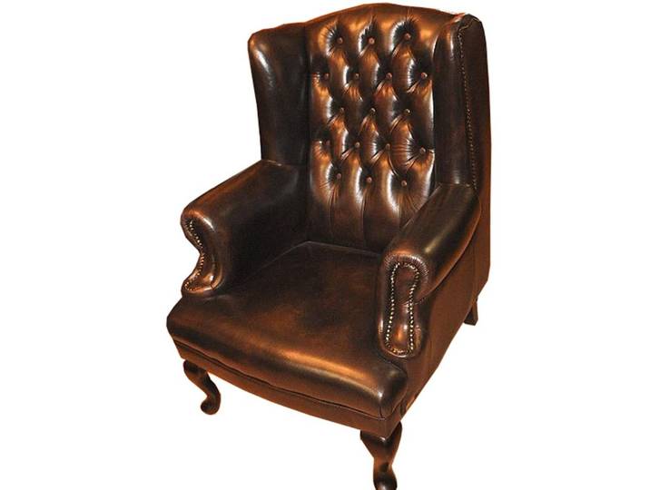 Xlmoebel Ohrensessel Chesterfield Ohrensessel aus Leder und Stoff in eleganter Optik (OHRENSESSEL CHESTERFIELD BIGKING), Hergestellt in Europa