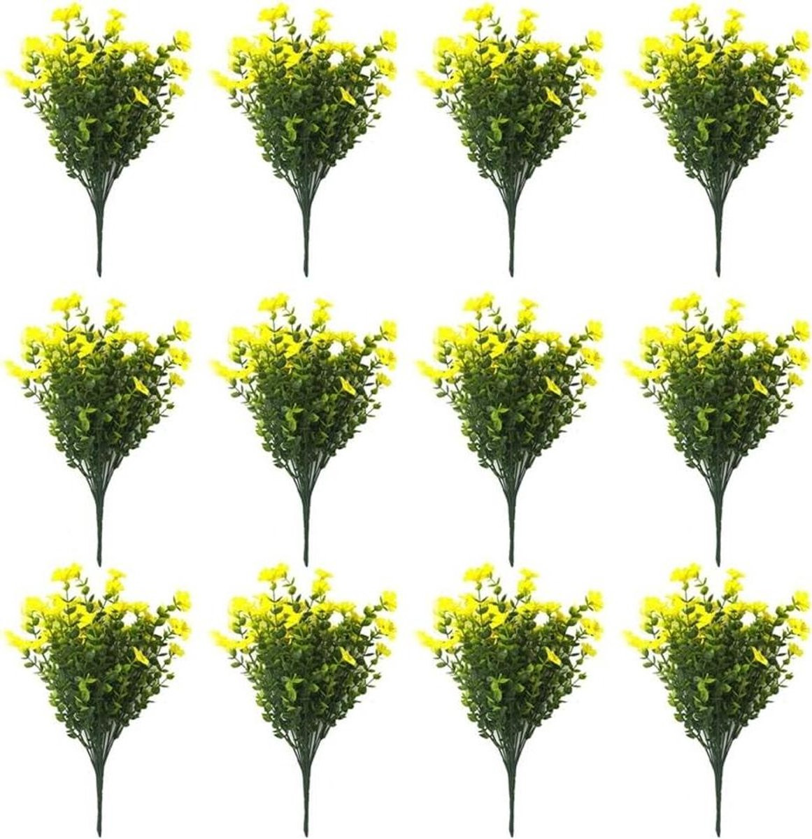 Set van 12 UV-bestendige kunstbloemen voor buiten decoratie - Geel