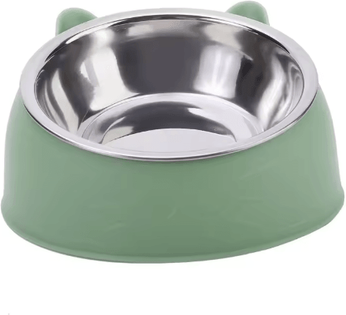 Inspire Picks Elevated Stainless Steel Cat Feeding Bowl Cat Bowl With Ergonomic Inclined Design For Comfortable Eating green