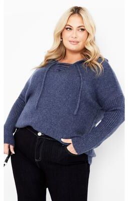 Plus Size Women's Rory Laceup Sweater by Avenue in Indigo (Size 18/20)
