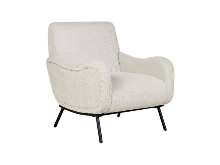 Sessel aus Cord grau / hellgrau mit schwarzen Beinen Retro Stil Almind