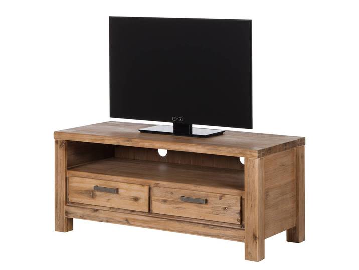 TV-Lowboard I Massivholz Akazie, gebeizt & lackiert Seitenwände: MDF Mitteldichte Holzfaserplatte , furniert, gebeizt & lackiert Braun/Beige