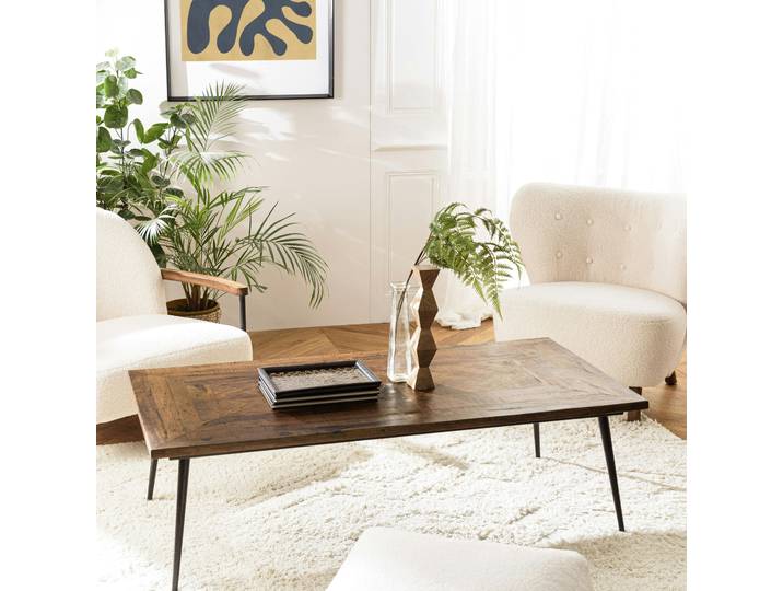 Table de salon bois recyclé motif épis KORKAI