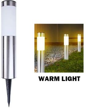 Quick Pick Pro SolarGlow Stainless Steel LED Pathway Lights For Garden Walkways & Outdoor Landscaping silvery warm Lights 4pcs