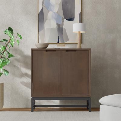 "WYNDENHALL Devlin SOLID HARDWOOD 39 inch Wide Modern Medium Storage Cabinet in Walnut Brown - 16"" D x 39"" W x 42"" H"