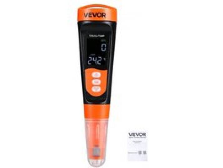 VEVOR TDS-Messgerät, Messbereich 0–9990 ppm, EC/TDS-Mehrparametermessung, Digitales Wassermessgerät mit Automatischer Zeitregelung, Übersichtliches VA-Display, für Trinkwasserqualitätsprüfung