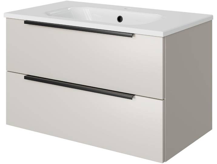 Badmöbel-Set SAPHIR Mineralmarmor-Waschtisch mit Waschtischunterschrank , beige (kaschmir matt), B:81cm H:50cm T:46cm, Holzwerkstoff, Kastenmöbel-Sets, Badmöbel-Set