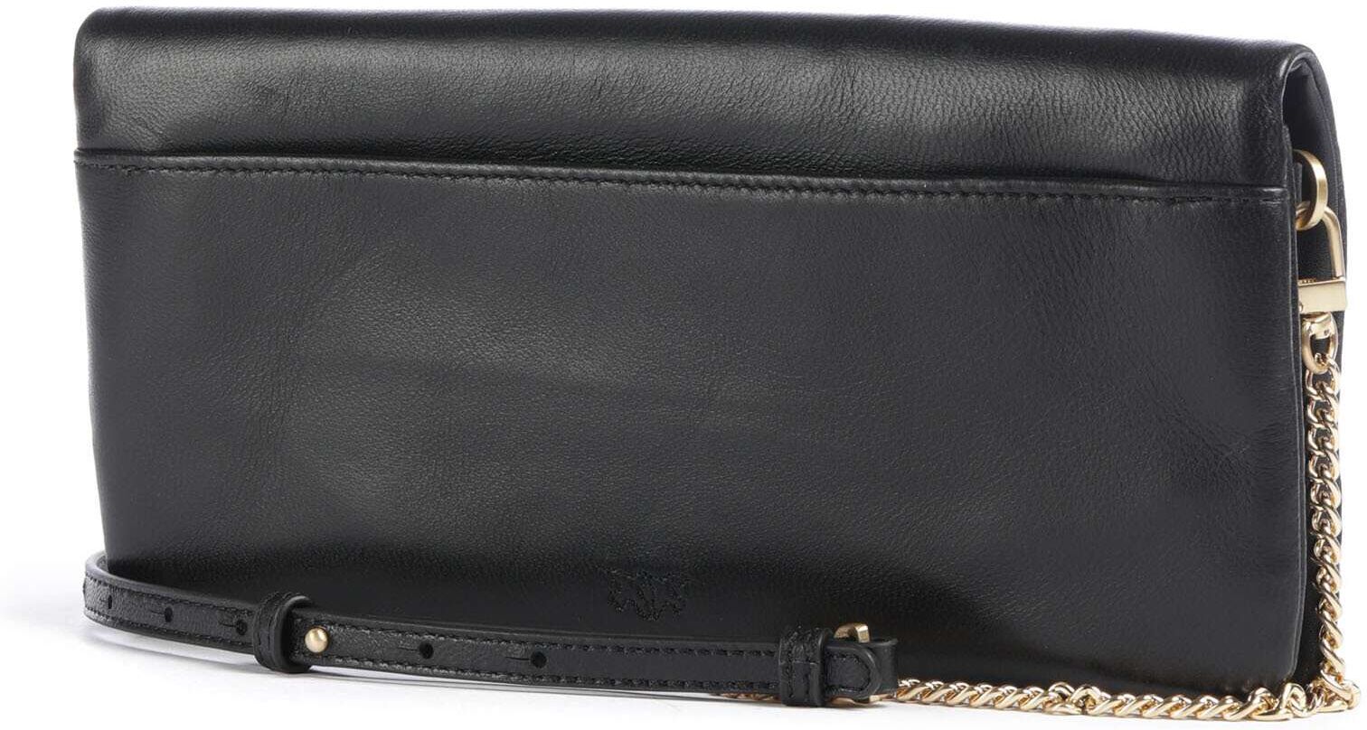 Pinko Click Soft Horizontal Classic Schultertasche aus Leder, schwarz
