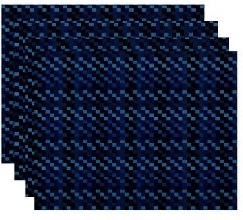 E by Design 18x14-inch, Mad for Plaid, Geometric Print Placemat (Set of 4)