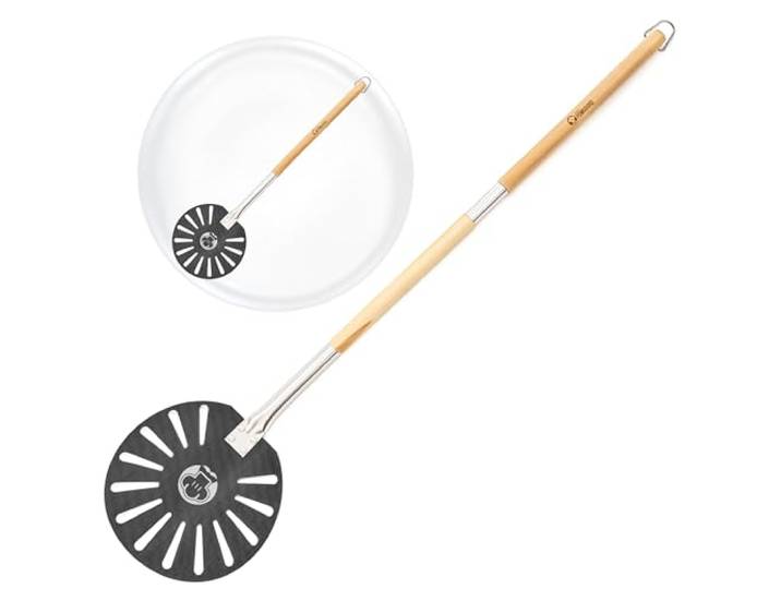 Chef Pomodoro Pizza Draaischep – 23cm (9-inch) Aluminium Pizzaschep met Afneembaar Houten Handvat – Professioneel Ovenhulpmiddel