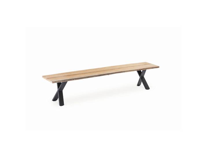 Niehoff Garden Gartenbank, Naturfarben, Metall, Recyclingholz, Teakholz, massiv, 240x46x45 cm, Gartenmöbel, Gartenbank