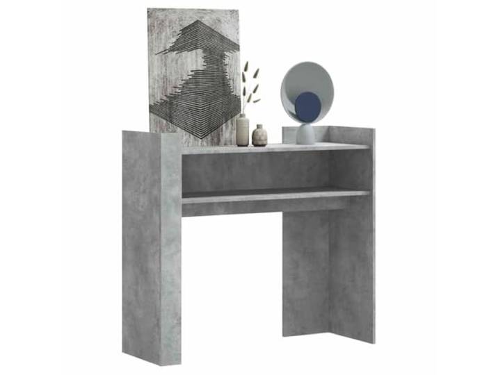 HEFZGDB Konsolentisch Betongrau 100x35x90 cm Holzwerkstoff mit Wandhalterung, Langlebiger Flurtisch mit Stauraum für Deko und Aufbewahrung, Stabile Konsole für Wohnzimmer
