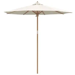 Helloshop26 - Leichter wetterfester runder Gartenschirm 240 x 240 x 260 cm aus cremeweißem Bambus 02_0058243