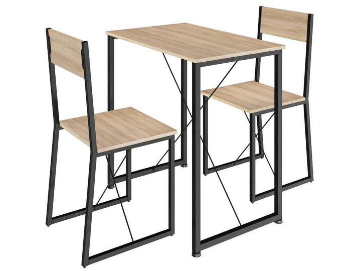 tectake Sitzgruppe Margate, mit höhenverstellbaren Kunststofffüßen, Industrial Holz hell, Eiche Sonoma, Naturfarben, Quadratisch, 80x90x138 cm, Esszimmer, Bänke, Tischgruppen & Eckbankgruppen