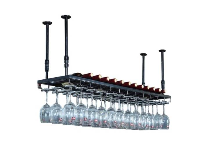 Industrielle Weinregale, hängende Decke, verstellbar, Höhe 30–60 cm Metall-Bar-Weinglas-Regal, Flaschenhalter, schwebende Regale für Zuhause, Wohnzimmer(L80xW30cm)