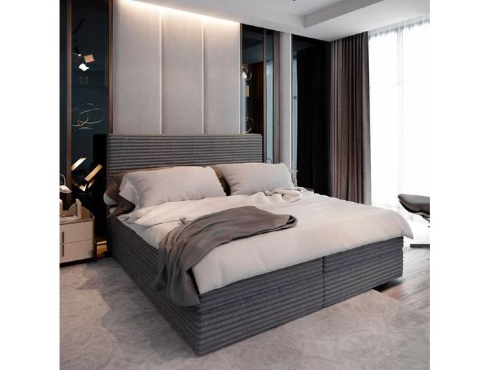 AKTION Boxspringbett ISPIRA 140x200 cm grau II. Qualität Matratze: Bonell-Federkernmatratze