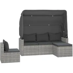 Helloshop26 - 4-teiliges Gartensofa-Set mit grauen Kunstharz-Kissen 02_0013555