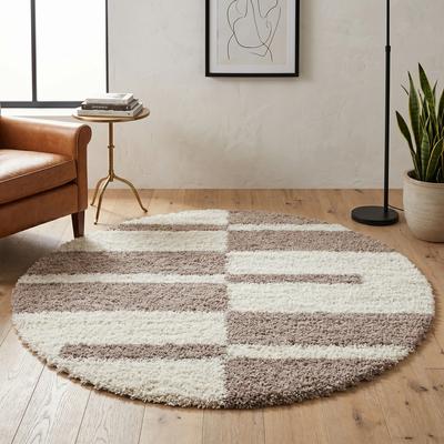 Hochflor-Teppich AYYILDIZ TEPPICHE "Gala Shaggy 2505, auch als Läufer und in Rund", beige, H:30mm Ø:120cm, Kunstfaser, Teppiche, robuster Langflor, alle Räume, Wohnzimmer
