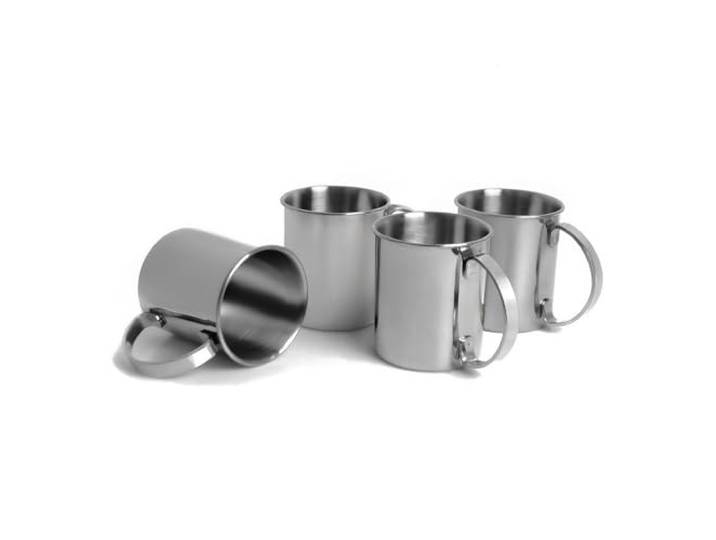 ECHTWERK Moscow Mule Becherset, 4-tlg, Bruchsichere Edelstahl-Gläser, Cocktail-Set, Cocktailgläser perfekt für Gin, Vodka, Bier und Kaltgetränke, Geschenkset, Silber-Edition, 1000 ml