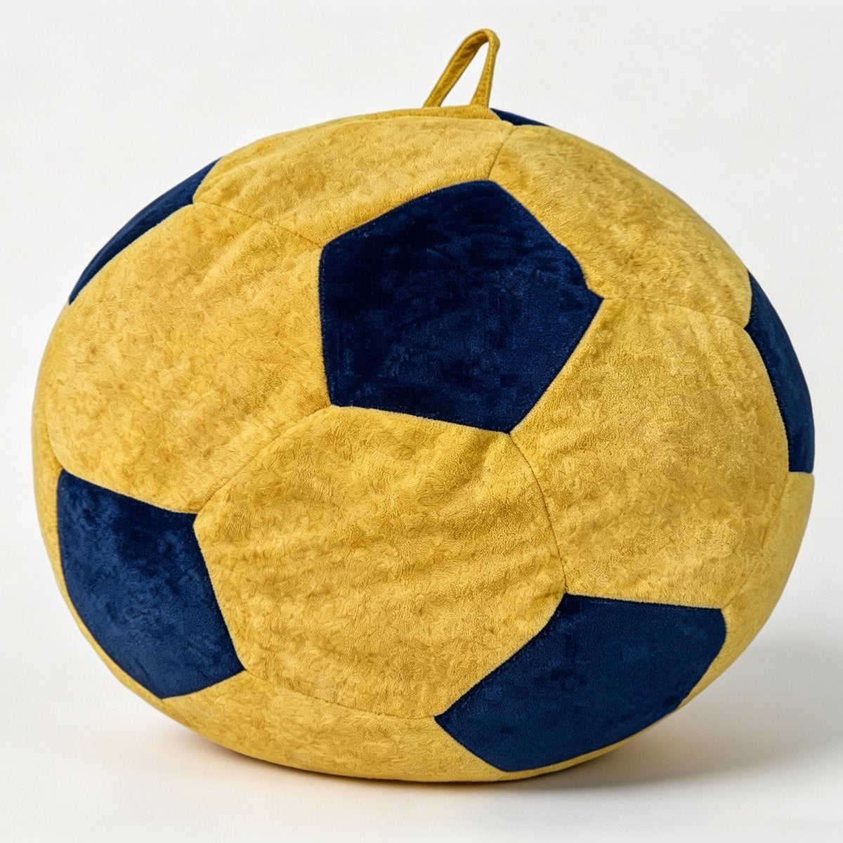 Ropilly Voetbal Zitzak Blauw met Geel - Lounge Stoel met Traagschuim Vulling van Flanel voor Volwassenen en Tieners