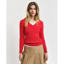 Gant für Damen. 4800101 Gestrickte Achten Strickpullover mit Stachelausschnitt aus Stretch-Baumwolle rot (S), Lässig