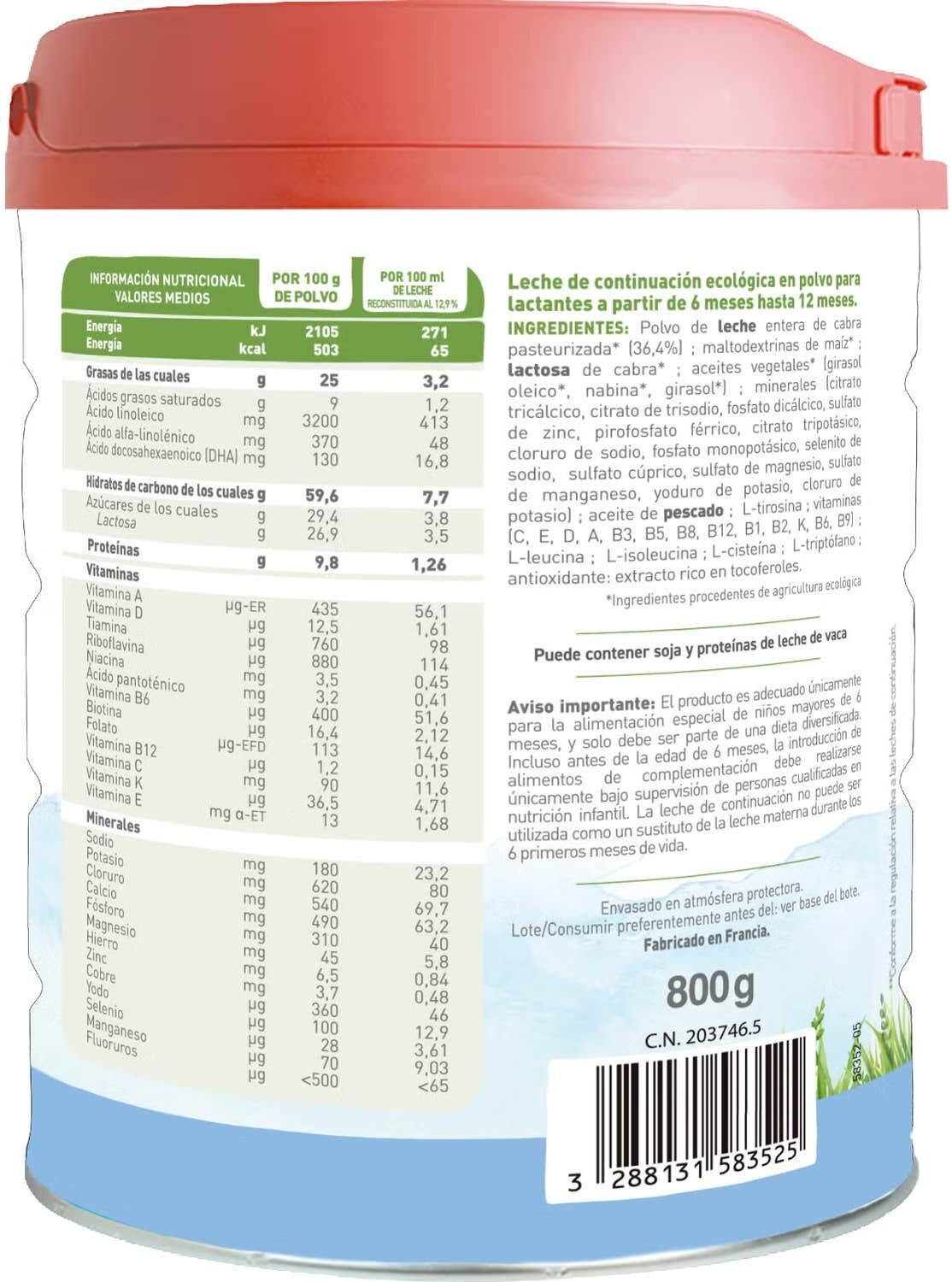 BabyBio Leche Caprea 2 Bio 3 X800 g