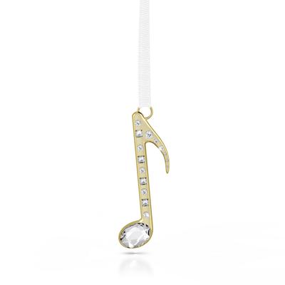 Dekohänger SWAROVSKI "Kristallfigur Sammelfigur Musiknote Ornament", weiß (kristallweiß, goldfarben, weiß), Dekohänger, Baumwolle, Kristallglas, Metall, Swarovski Kristall