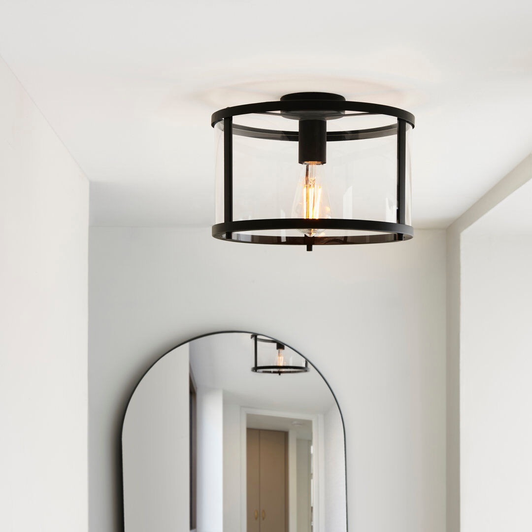 Brayden Studio Angelyca Childers 1-Light Flush Mount Matt Black/Clear Glass 21.5cm H X 31cm W X 31cm D