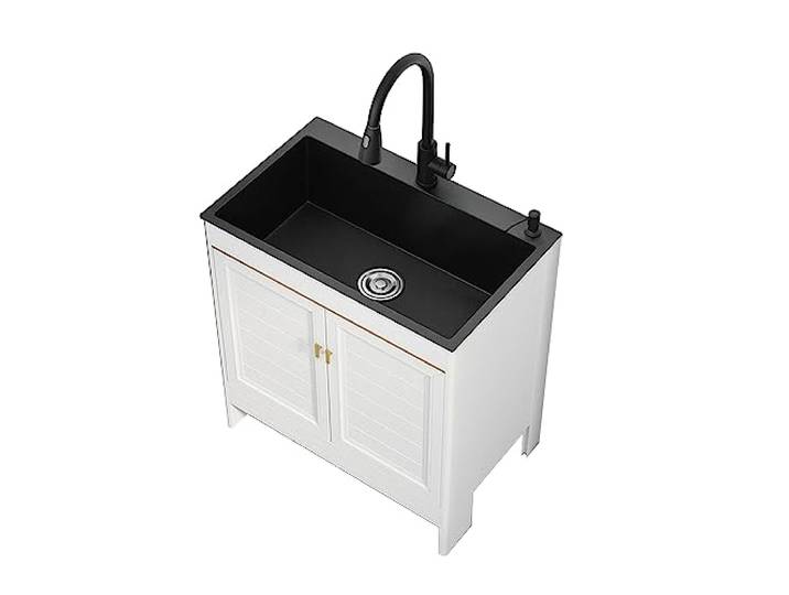 Spüle mit Unterschrank,Waschbecken Küche,Spülenschrank mit Spüle und Armatur,Spülbecken Edelstahl,Camping Waschbecken,Outdoor Spüle,Verpflegung Kommerziell Spüle,mit Ausziehbarem Wasserhahn ( Color :