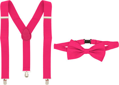 Set Hosenträger & Fliege, pink