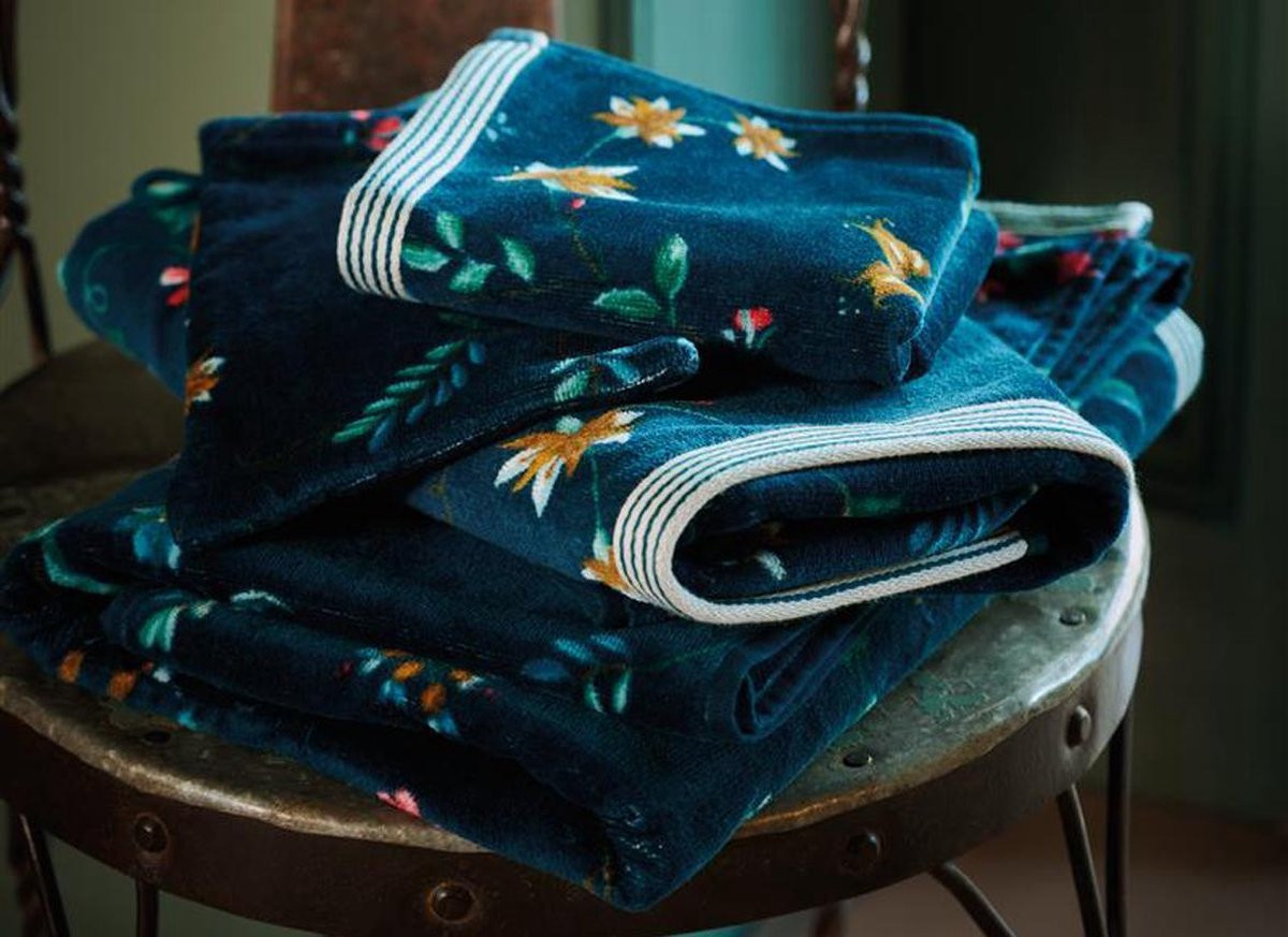 Pip Studio Les Fleurs washand dark blue 16 x 22 cm