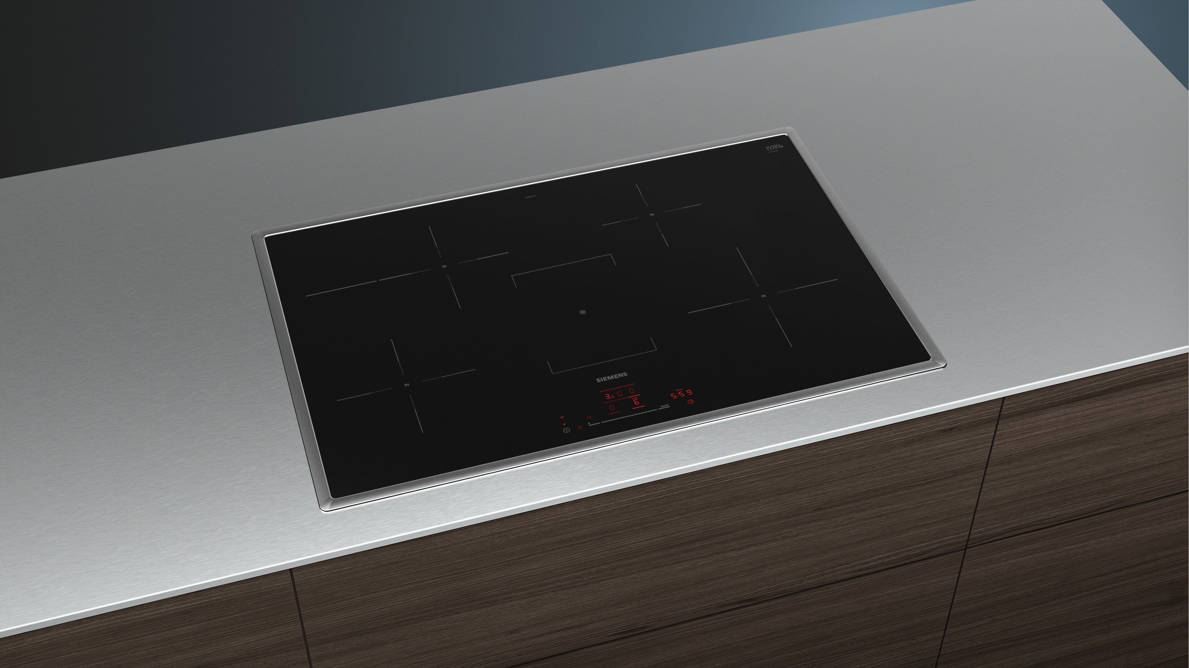 Siemens Induktions-Kochfeld "EH845HFB1E", schwarz, B:80,2cm H:5,5cm T:52,3cm, Kochfelder, Bräterzone für große Töpfe & powerBoost für schnelles Aufheizen, Induktions-Kochfeld