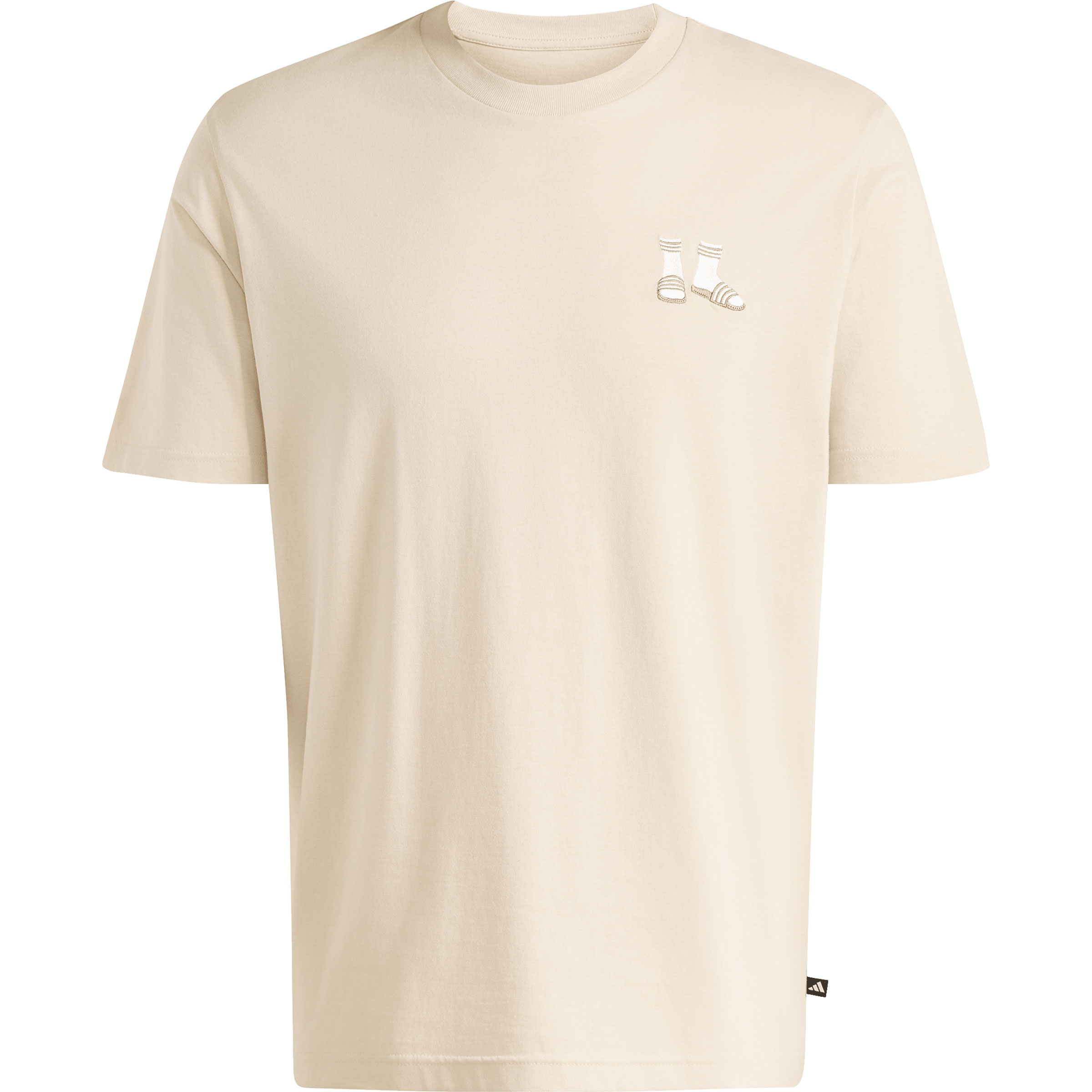 adidas Summer Embroidered Slides Herren T-Shirts beige Größe M Lifestyle Widerstandsfähig